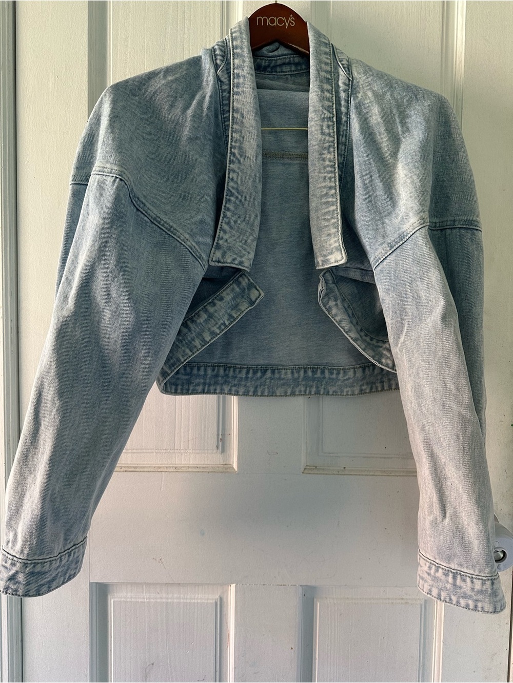 🌻 Cropped Open Front Denim Jacket 🌻 - Picture 3 of 7